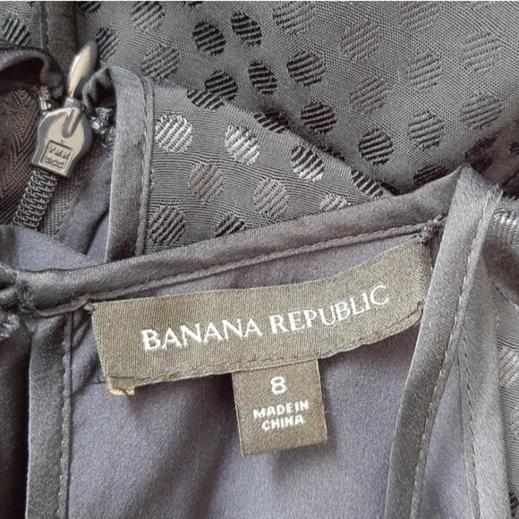 BANANA REPUBLIC Halter Waist Defined Fit & Flare Dot Knee Length Dress Navy Sz 8 - Picture 13 of 14